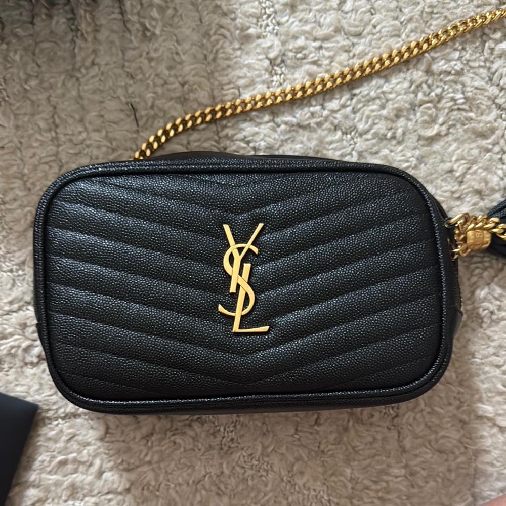 Saint Laurent Black Quilted Bag with Gold Accents